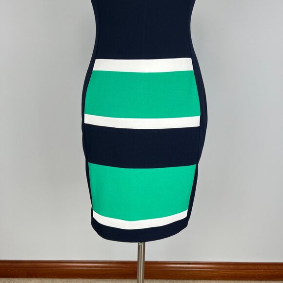 Tommy Hilfiger Womens Striped Colorblock Sheath Dress Green Blue size 4 - Picture 4 of 12